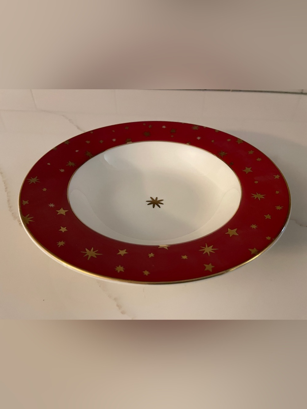 Galaxy by Sakura Red and White Bowl with 14K Gold Accents